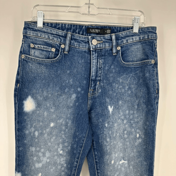 Ralph Lauren Women's 8 Bleach Splattered Ankle Straight  Jeans Blue Preppy Artsy - Picture 12 of 13